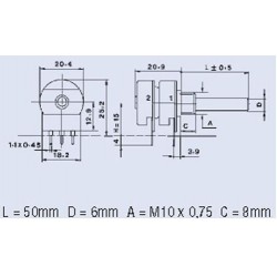 POTENCIOMETRO 220K 4W DOBLE C. METAL