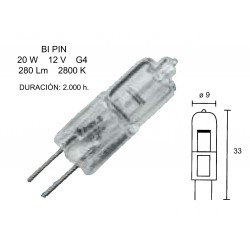 LAMP HALOGEN 2 PIN 20W 12V...