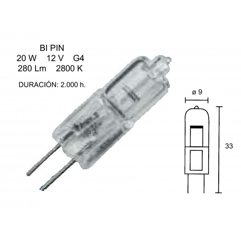 LAMP HALOGEN 2 PIN 20W 12V 2800K 2600189