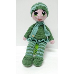 Amigurumi green suit doll