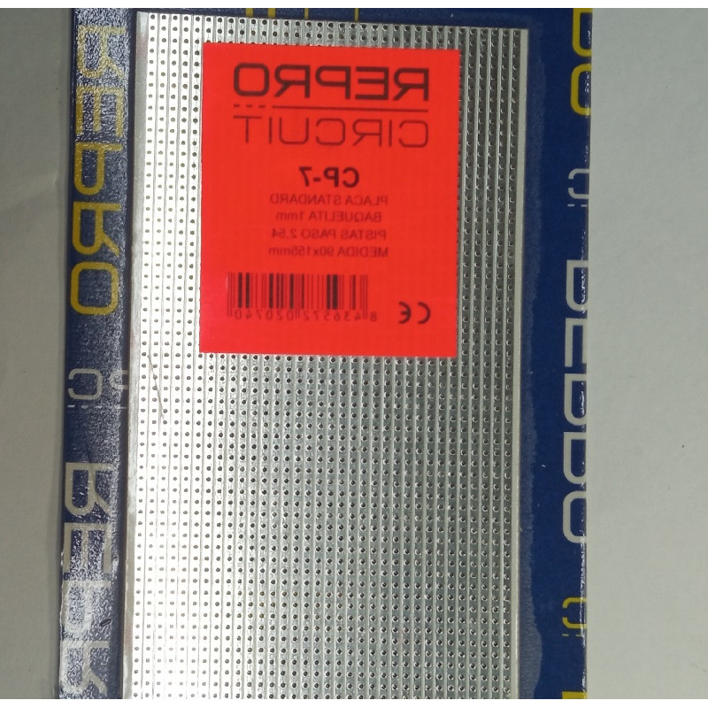 PLACA BAQUELITA 1mm 90X155mm PISTAS PASO 2.54