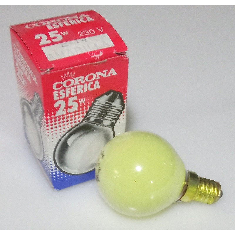 LÁMPARA ESFÉRICA E-14 25W AMARILLA