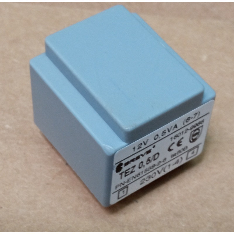 Transformer output 12Vac 0.5VA input 230Vac