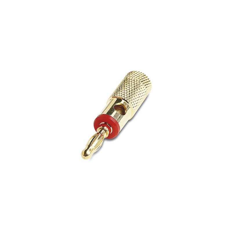 BANANA 4mm METAL (ORO) D.5mm ROJA   53140