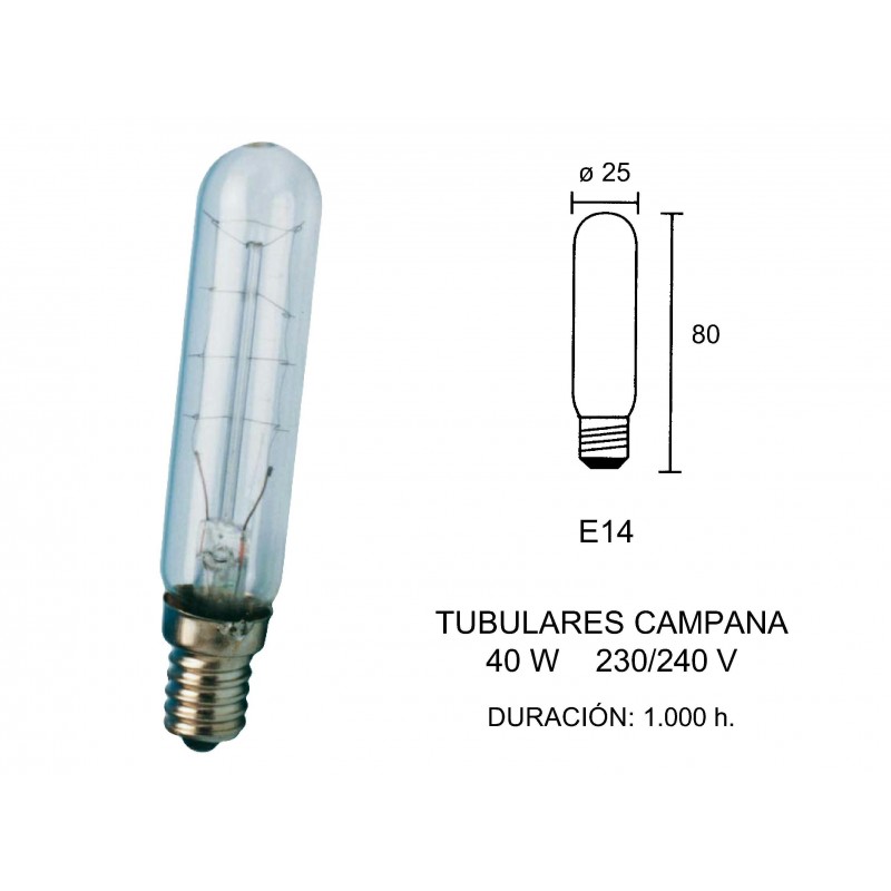 TUBULAR LAMP 40W E-14 25 X 80 2600039
