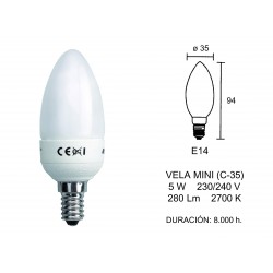 LAMPARA B/C VELA MINI E14...