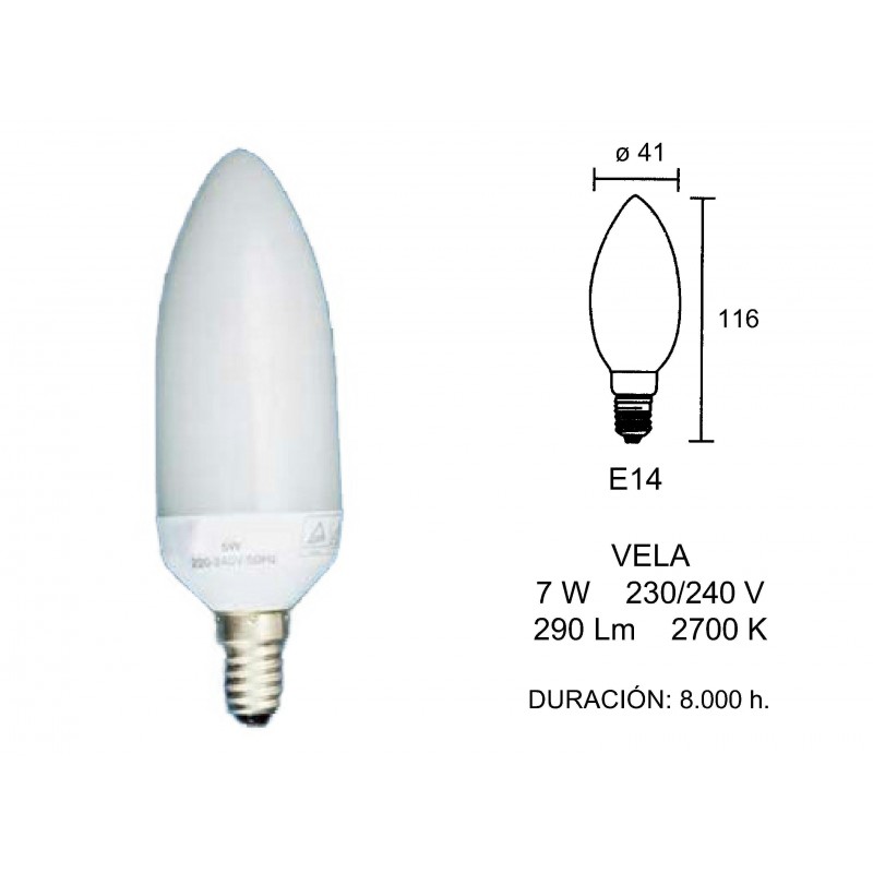 LAMP CANDLE LOW CONSUMPTION 7W E14 WARM LIGHT 2600303