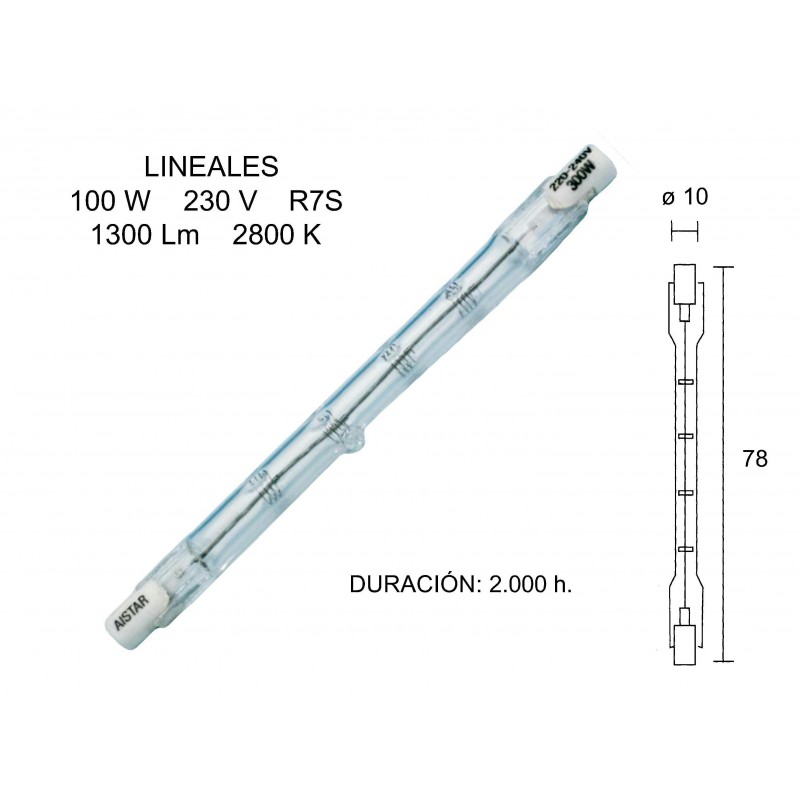 LAMPARA HALOGENA LINEAL 78MM 100W