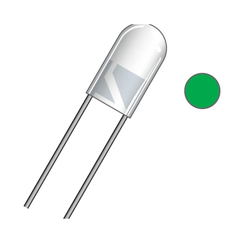 LED GREEN LED 5mm TRANSPARENT GREEN